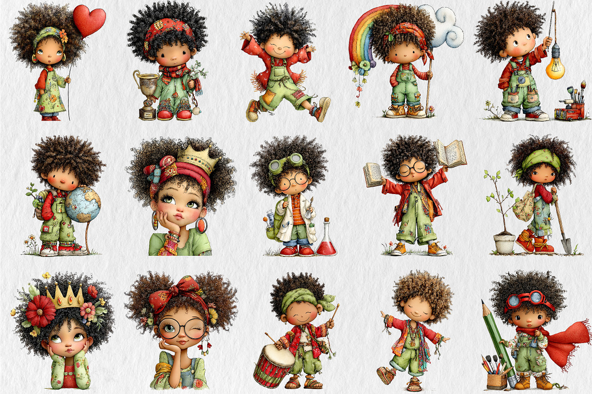 Whimsical Black History Kids Clipart, a Seasonal Illustration by Rose Art (Photo 2 of 6)