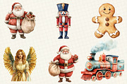 Retro Christmas Watercolor Clipart, an Illustration by OK Design (Thumbnail 3 of 5)