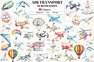 Air Transport Watercolor Clipart, an Illustration by Watercolor design