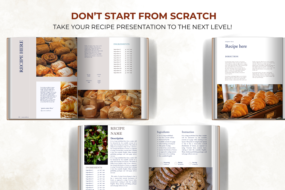Blue Recipe Pages Canva Template, a Presentation Template by Digital By Nikoleta (Photo 13 of 16)