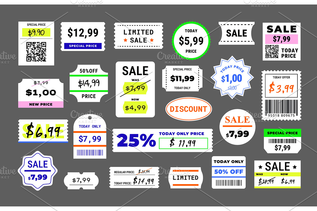 Price stickers. Sale price tags and, an Object Illustration by winwin.art