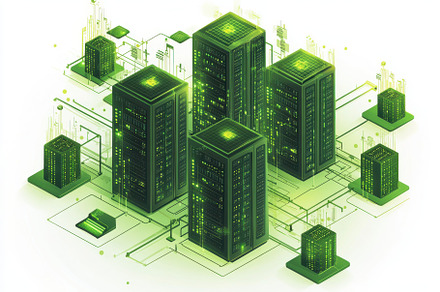 Green Data Servers Network Technolog, a Background Photo by Pixeness