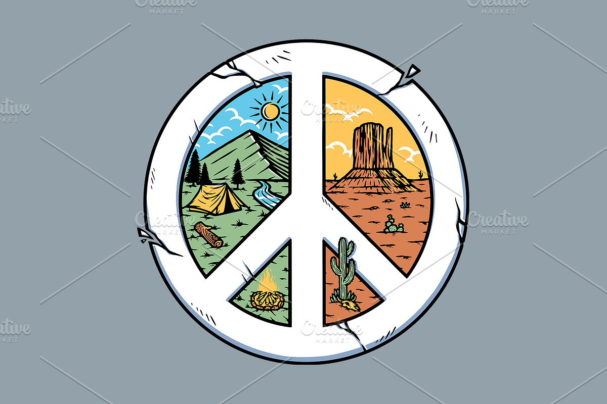 mountain and desert with peace sign, an Illustration by gunaonedesign (Photo 1 of 5)
