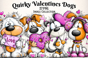 Quirky Valentines Dogs Clipart, an Illustration by Dream Creation