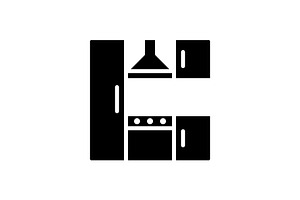 Kitchen set black glyph icon, an Icon by IMG Visuals