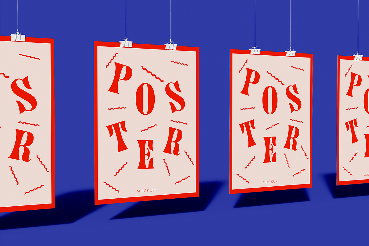 Set of Hanging Posters Mockup, an Advertising Mockup by Hubzway