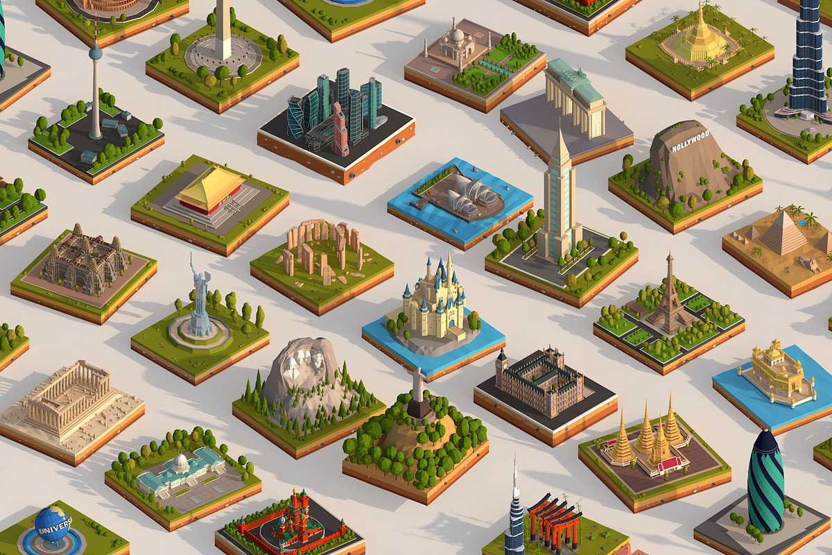 Polygonia Cartoon Low Poly Landmarks, a 3D by Anton Moek (Photo 1 of 7)