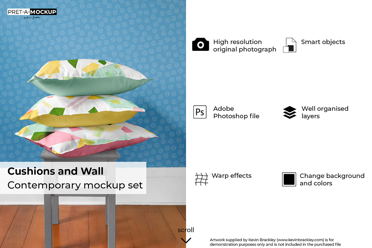 Cushions and Wall Mockup, a Household Mockup by Pret-a-Mockup (Photo 1 of 9)