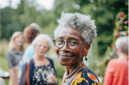 Senior Black Woman Enjoying Garden, a Nature Photo by Lermont51