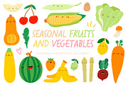 Seasonal Fruits and Vegetables, a Food Illustration by iliveinoctober (Thumbnail 1 of 7)