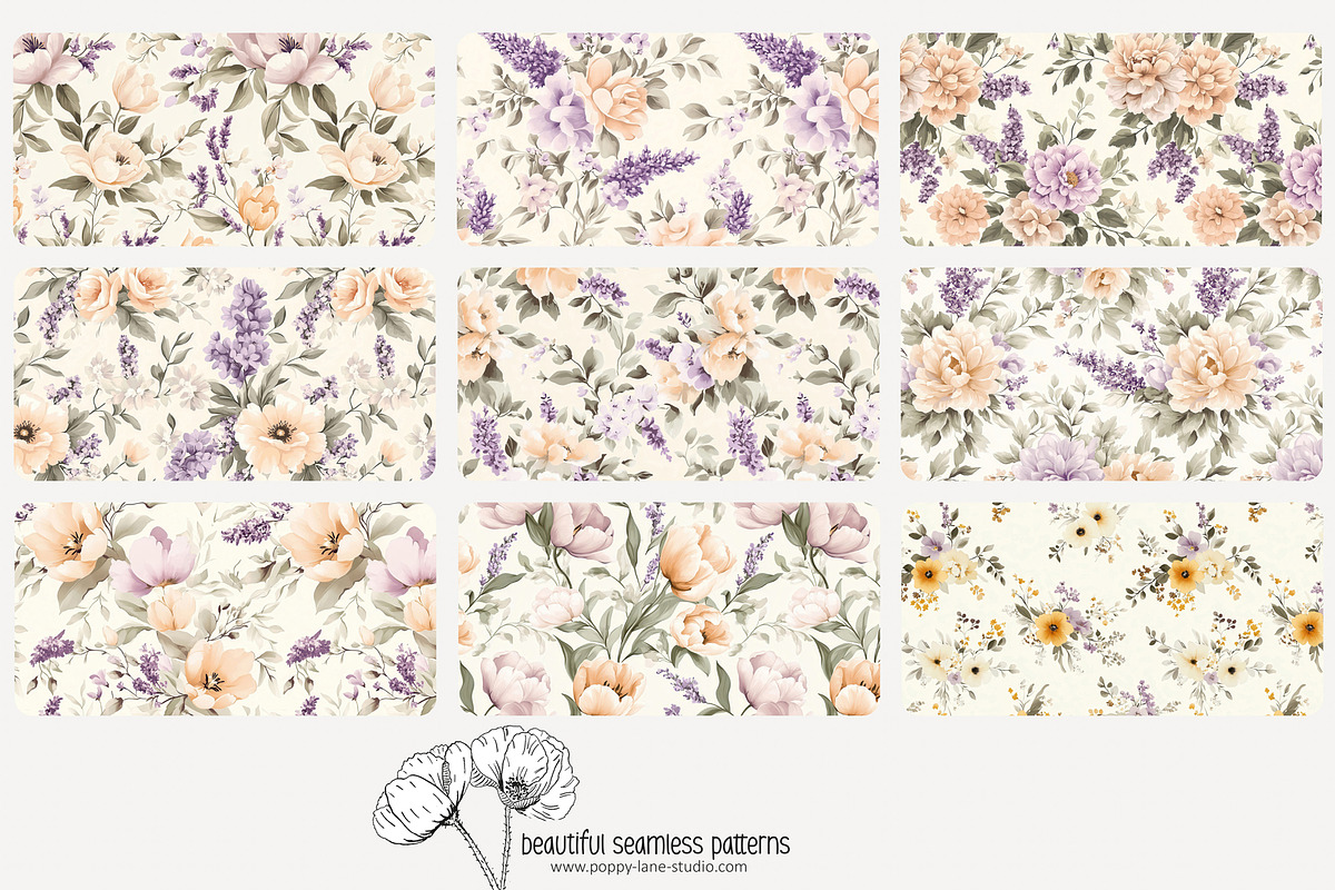 70 Provence floral seamless pattern, a Pattern Graphic by Poppy Lane Studio (Photo 3 of 10)