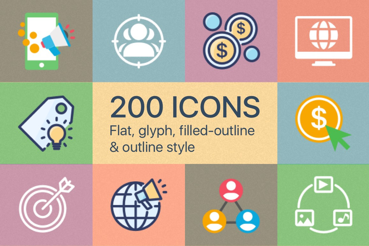 SEO & Marketing, an Outline Icon by Xinh Studio (Photo 1 of 6)