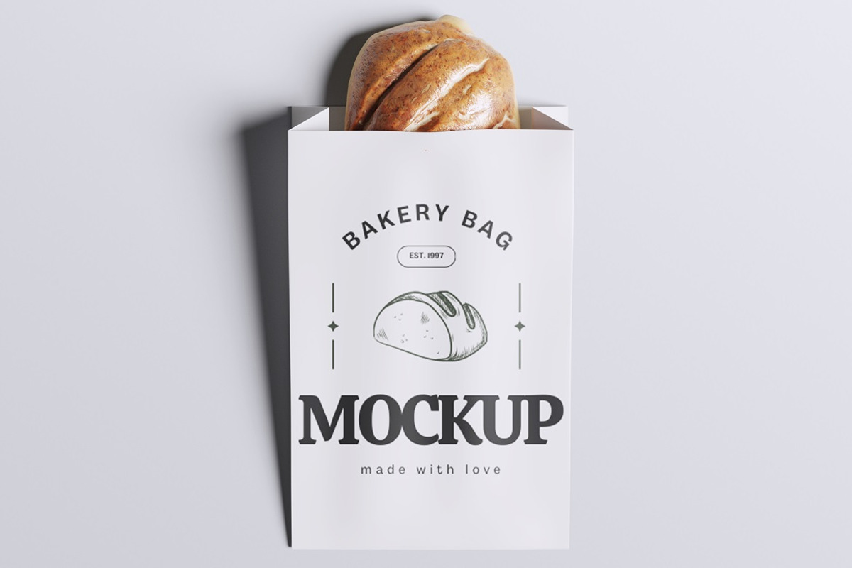 Bakery Bag Mockup, an Advertising Mockup by HanaSaka_Studio (Photo 3 of 5)