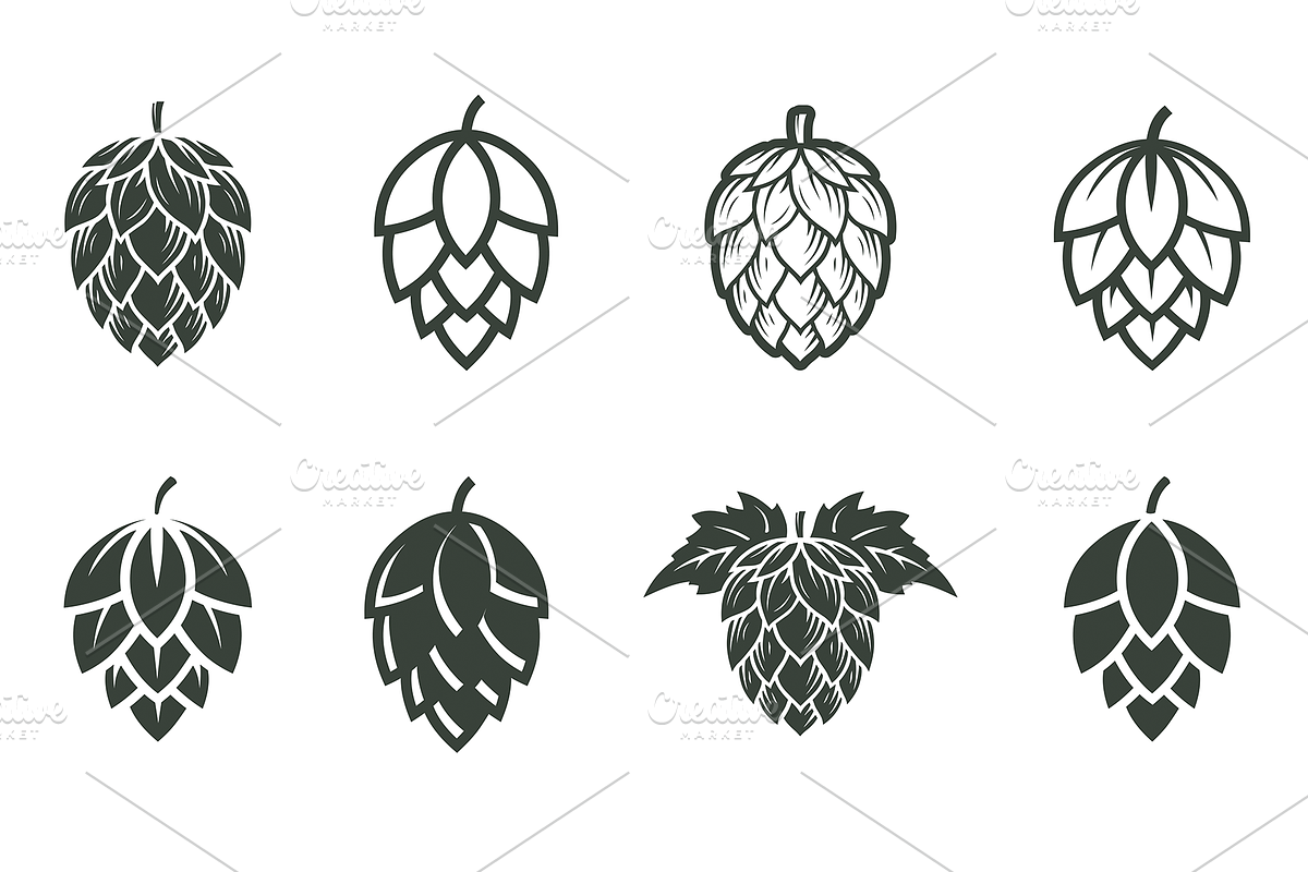 Silhouette of hops for beer logo, an Object Graphic by ProArt