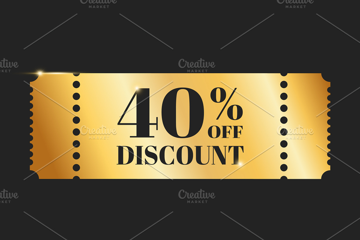 Golden Discount Coupons Set, a Decorative Illustration by PsychocheArt (Photo 2 of 6)