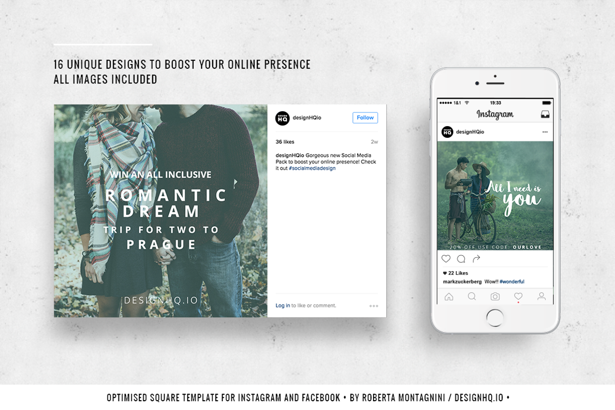 48 Social Media Templates - Romantic, a Social Media Template by DESIGN HQ (Photo 3 of 9)