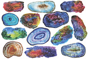 Watercolors agate gemstones clipart, an Illustration by digital_essence (Thumbnail 4 of 7)