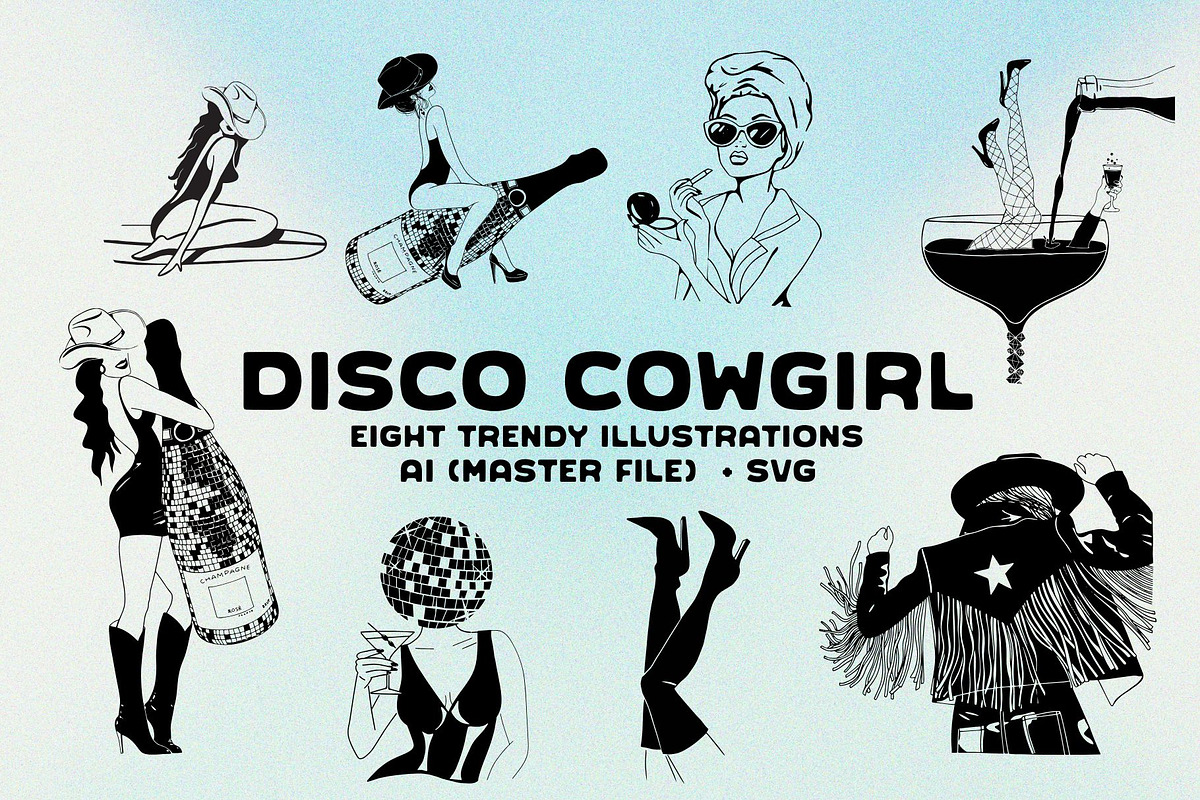 Disco Cowgirl Illustrations, an Illustration by Honey Island Studio (Photo 1 of 7)