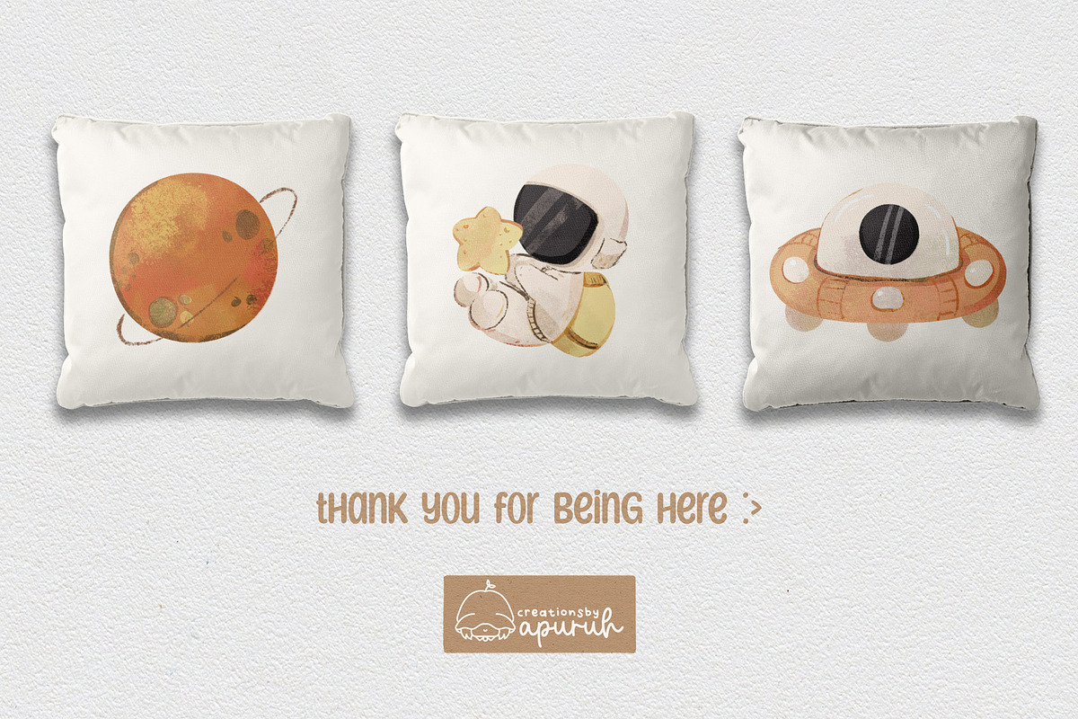 Astronaut Watercolor Clipart Nursery, a Decorative Illustration by creationsbyapuruh (Photo 6 of 6)