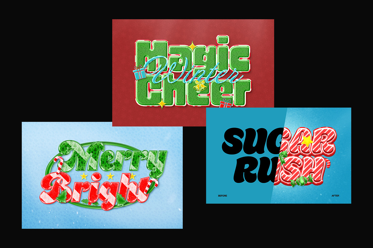 Christmas Candy Text Effect, a Layer Style Add-On by Matsero (Photo 2 of 4)