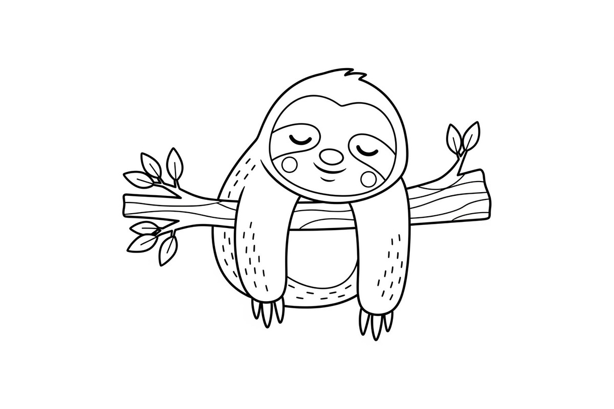 Cute Sloth Line Art Bundle, an Illustration by musafir_fashion (Photo 38 of 51)