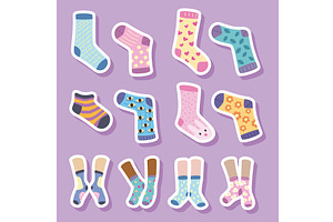 twelve funny socks icons, an Object Illustration by studiogstock
