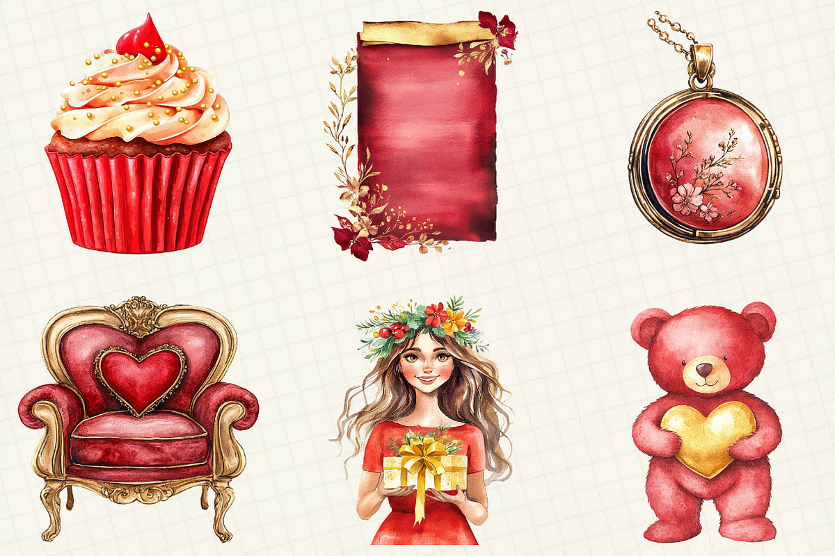 Red Mother's Day Sublimation Clipart, an Illustration by OK Design (Photo 2 of 5)