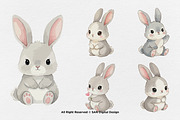 15 Bundle Watercolor Baby Rabbit, an Animal Illustration by Morspective (Thumbnail 5 of 8)
