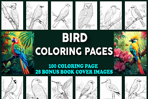 100 Bird Coloring Pages For Adults, an Object Graphic by Design Station