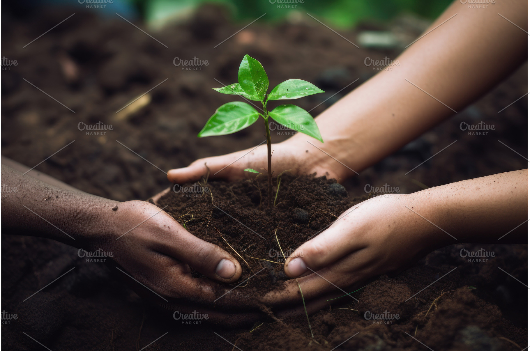 Hopeful Hands planting tree, a Nature Photo by Ylivdesign