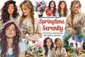 Springtime Serenity Clipart, an Illustration by DreamArtGraphic