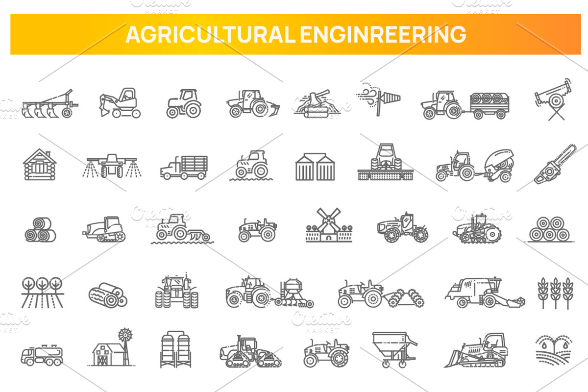 Agricultural and Farming Machines, an Outline Icon by Tettygreen (Photo 1 of 2)