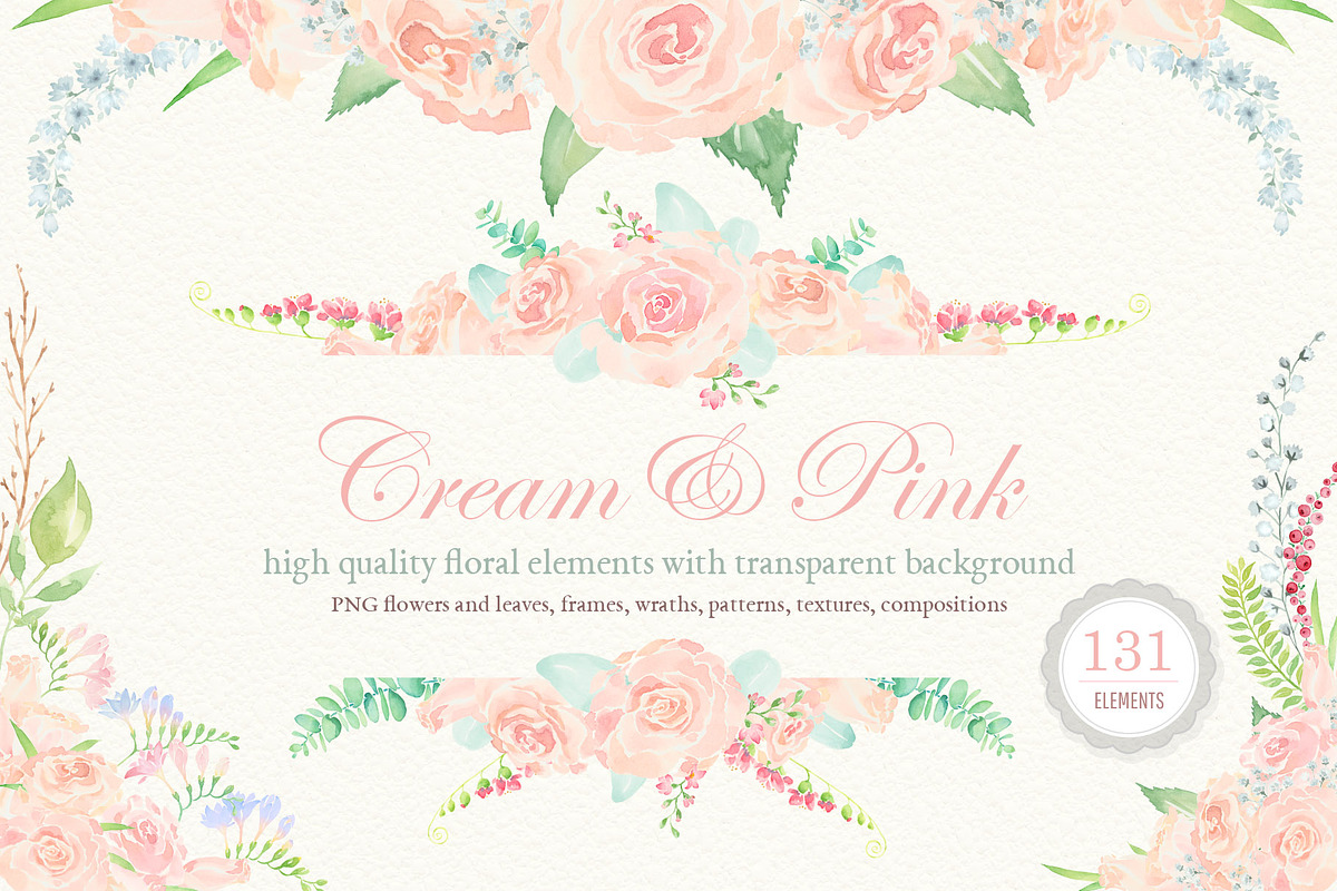 Watercolor Wedding Floral Ornaments, a Decorative Illustration by Designoo (Photo 2 of 8)