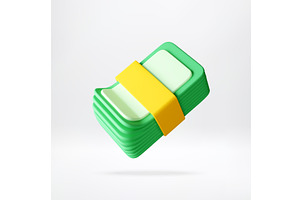 3d Stack of green paper bills with a, a Finance Illustration by Abscent