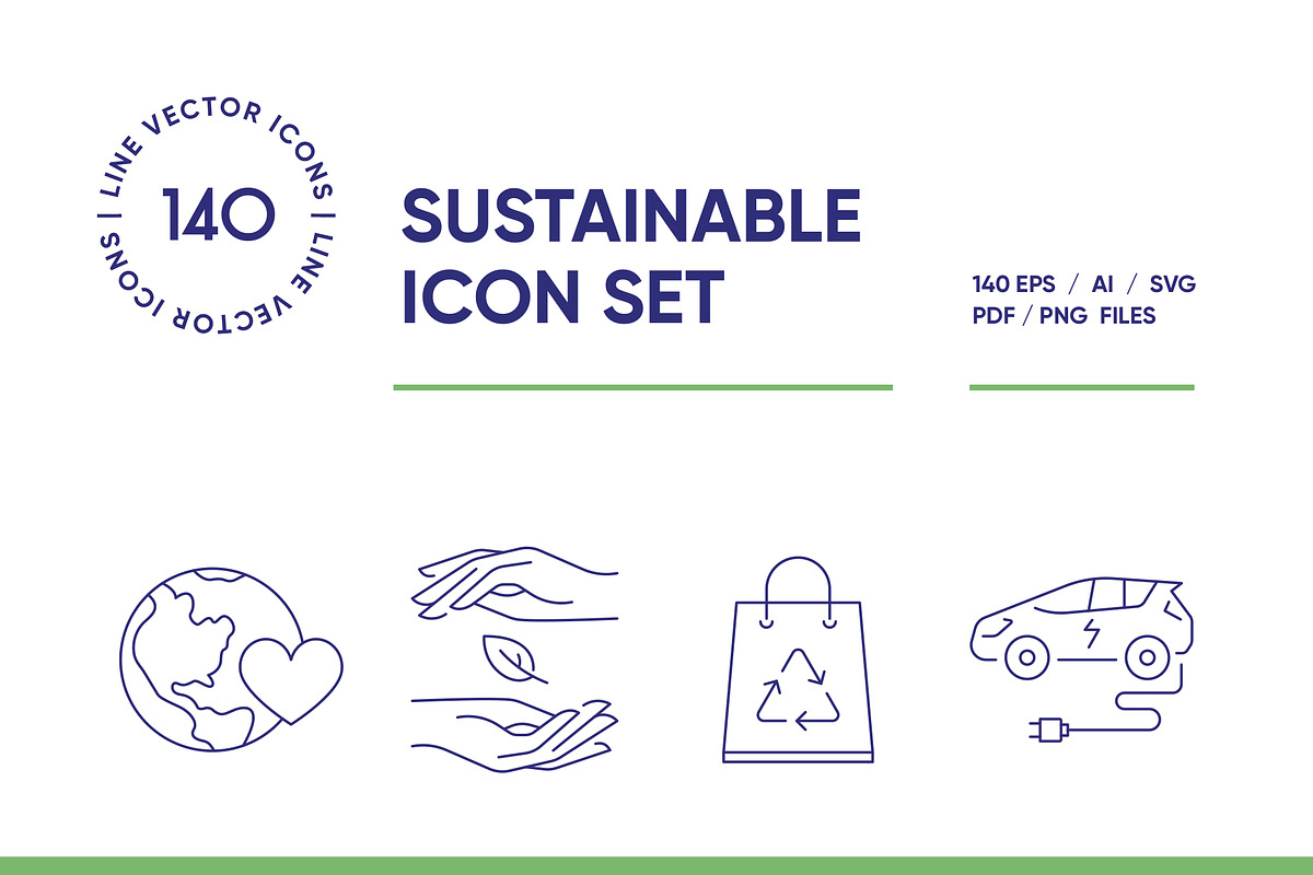 Sustainable Packaging Line Icon Set