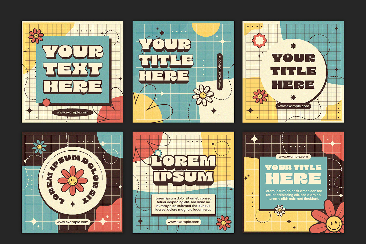 Social Media Retro Set Template, a Templates & Theme by studiogstock (Photo 3 of 3)