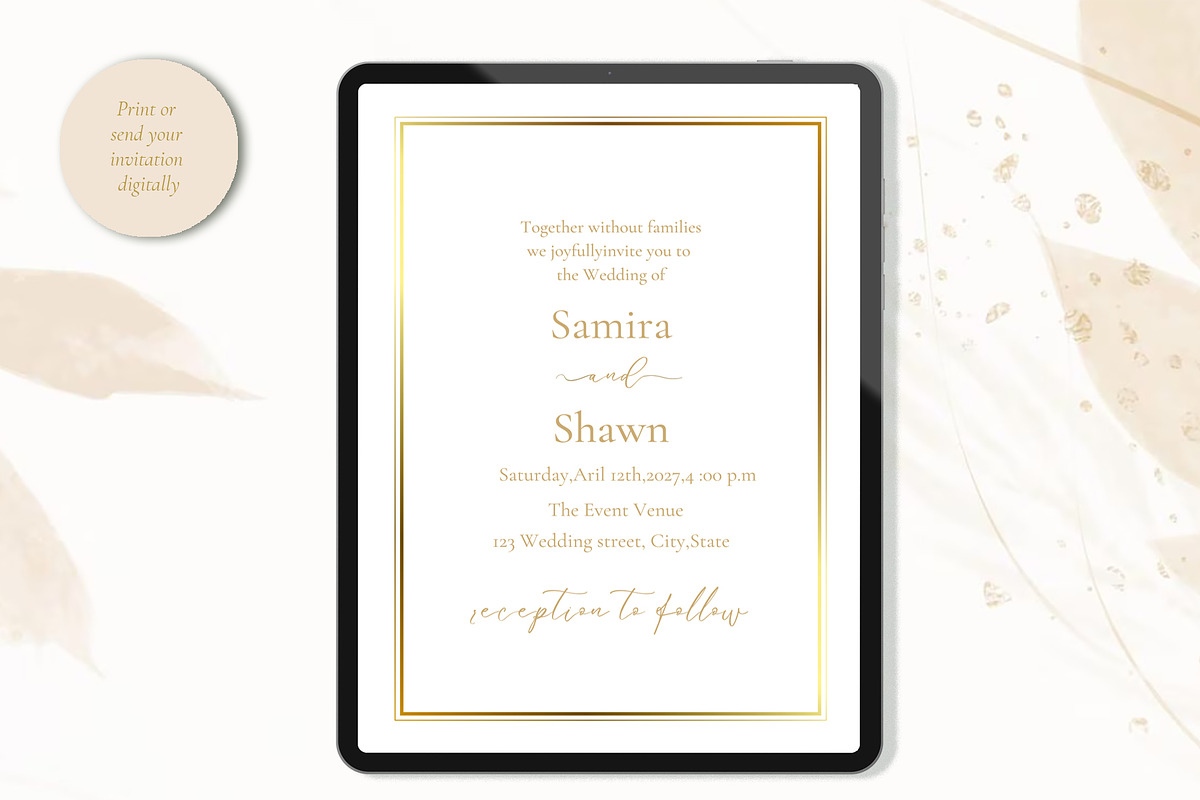 *Canva* Elegant Wedding Invitation, an Invitation Template by ElladesignCo (Photo 1 of 4)
