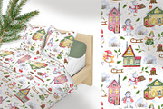 Snowmen Village Watercolor Clipart, an Illustration by Anna Druzhkova (Thumbnail 9 of 20)