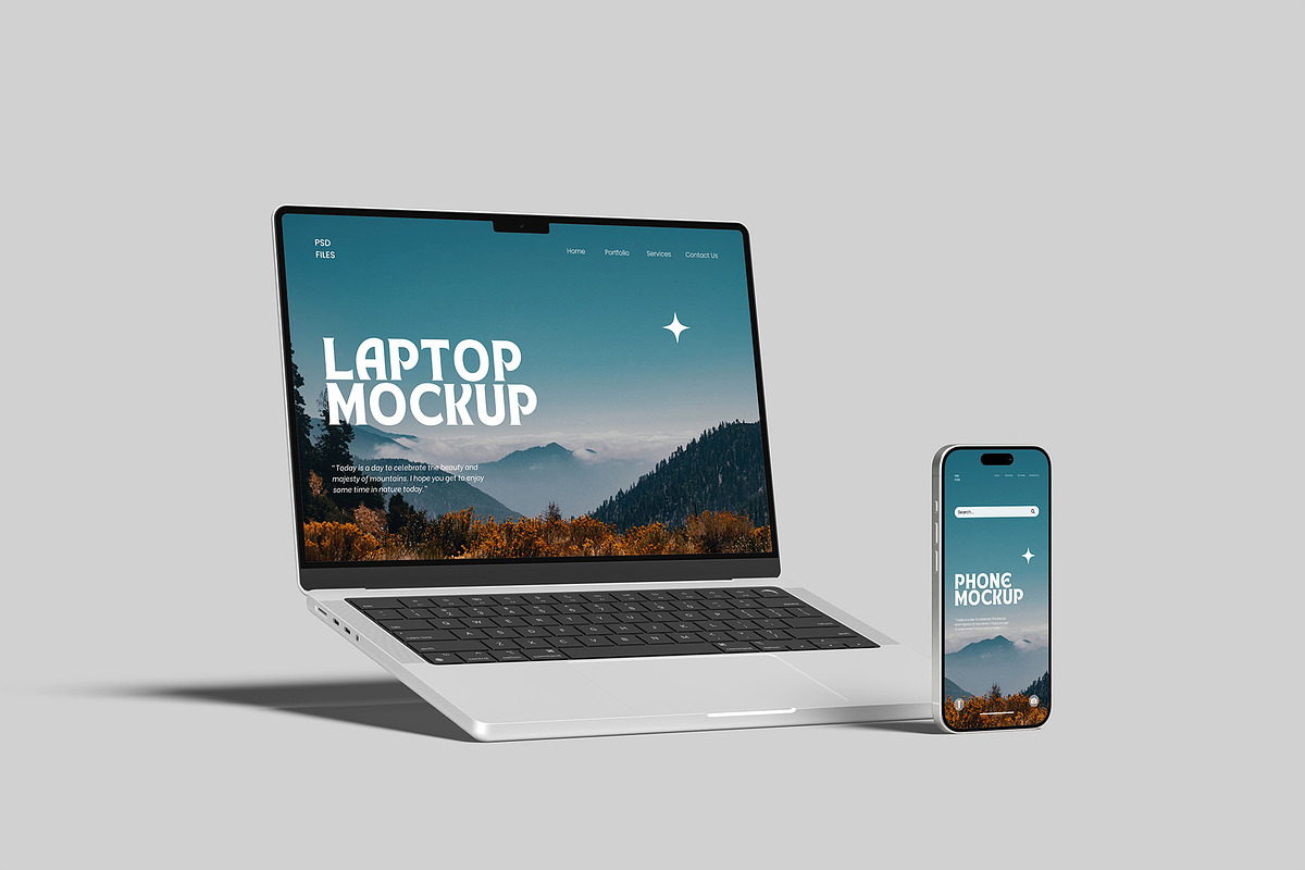 laptop and Phone Mockup, a Wearable Device Mockup by graphictime (Photo 9 of 10)