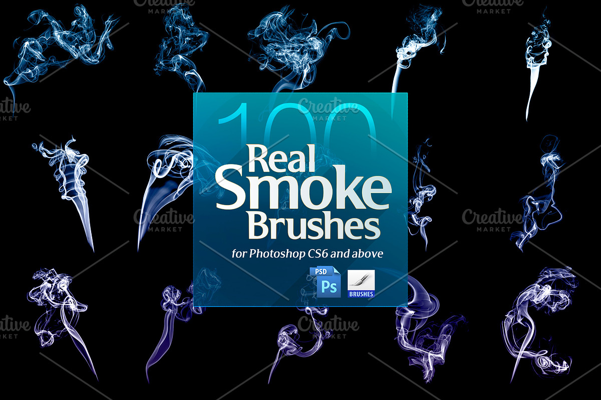 100 Real Smoke Brushes for Photoshop, a Brush Add-On by Creative Graphics (Photo 5 of 11)