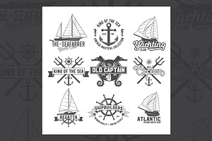 Yacht club badges logos and labels