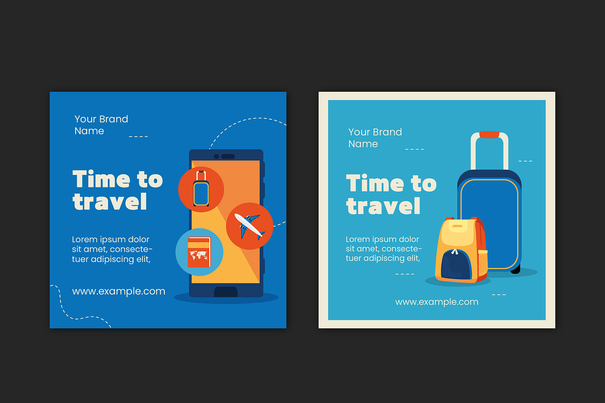 Travel Social Media Post Layouts Set, a Templates & Theme by studiogstock (Photo 2 of 4)