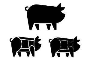 Pork Cuts Pig Silhouette, an Animal Illustration by Irina Mir