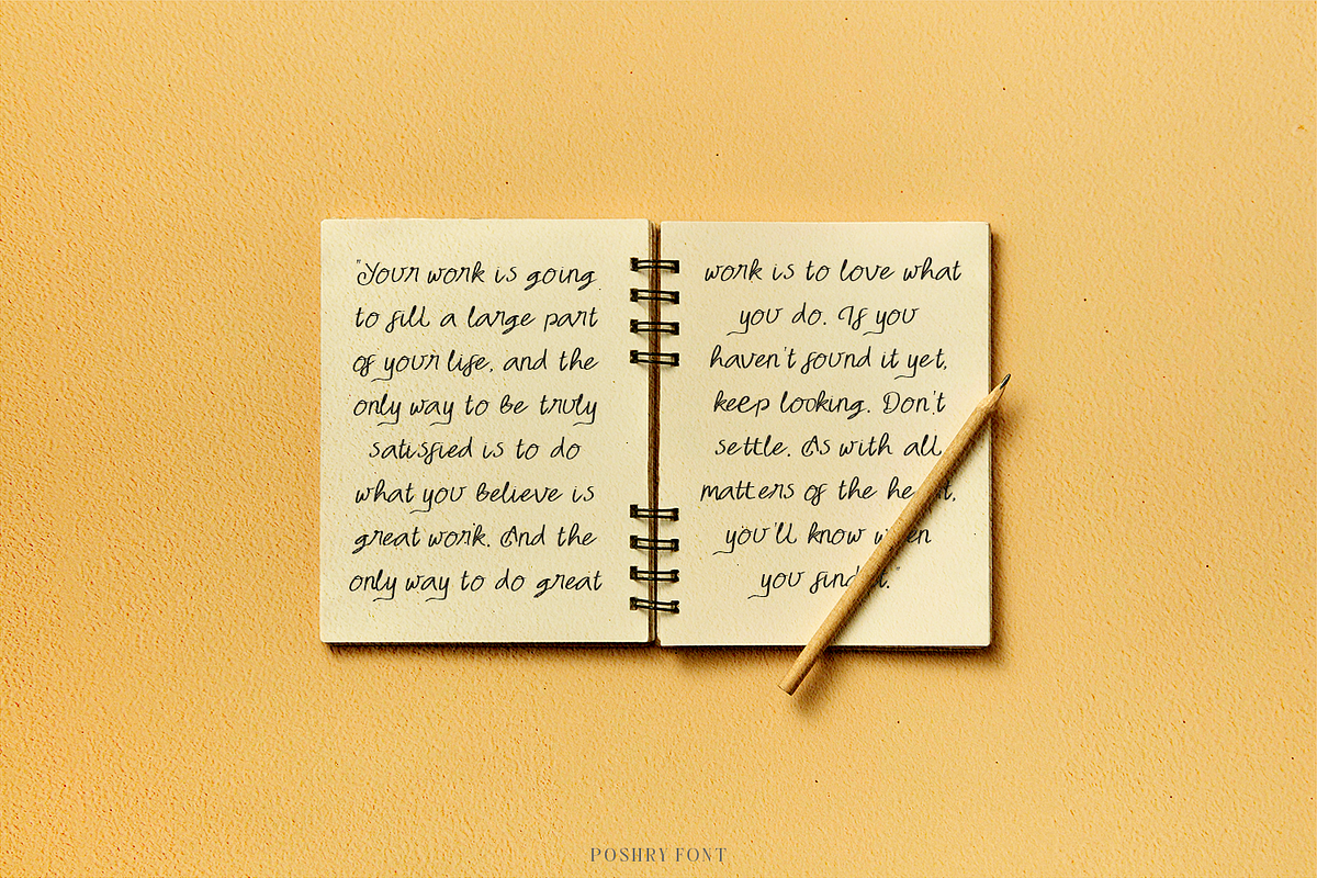 Poshry Handwritten Font, a Handwritten Font by madeDeduk (Photo 3 of 8)