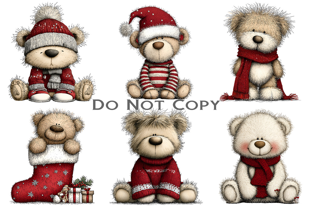 Christmas Teddy Bear Clipart, an Illustration by Craft Nest (Photo 10 of 11)