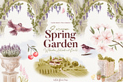 European Spring Garden Watercolor, a Decorative Illustration by Mio Buono (Thumbnail 1 of 13)