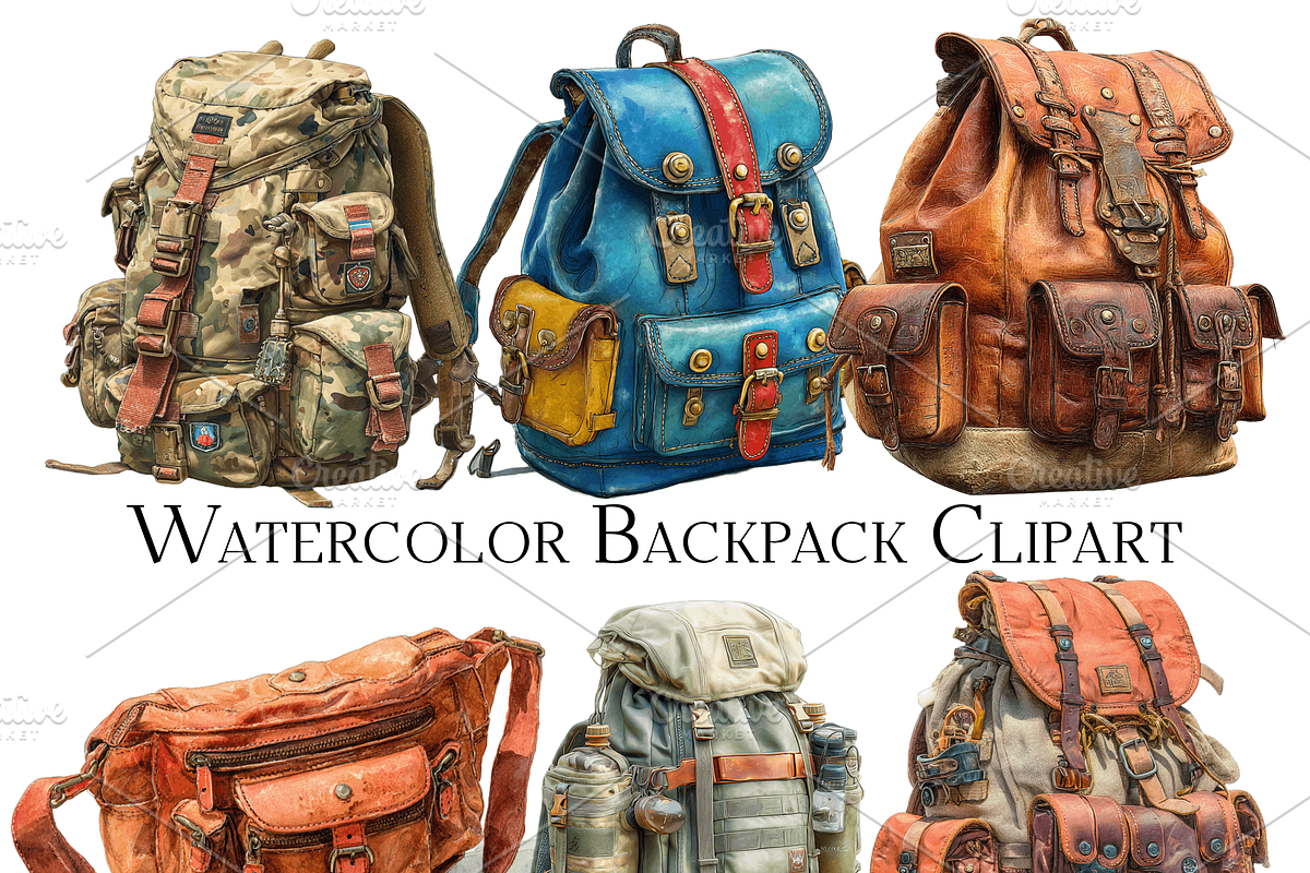Watercolor Backpack Clipart, an Object Graphic by ArtisticTimberStudio (Photo 1 of 2)