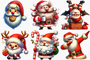 Watercolor Funny Santa Claus Clipart, an Illustration by Canvas Craft (Thumbnail 4 of 8)