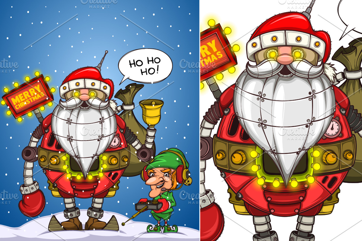 Robot Santa and Elf, a Technology Illustration by yuanden graphics (Photo 1 of 3)