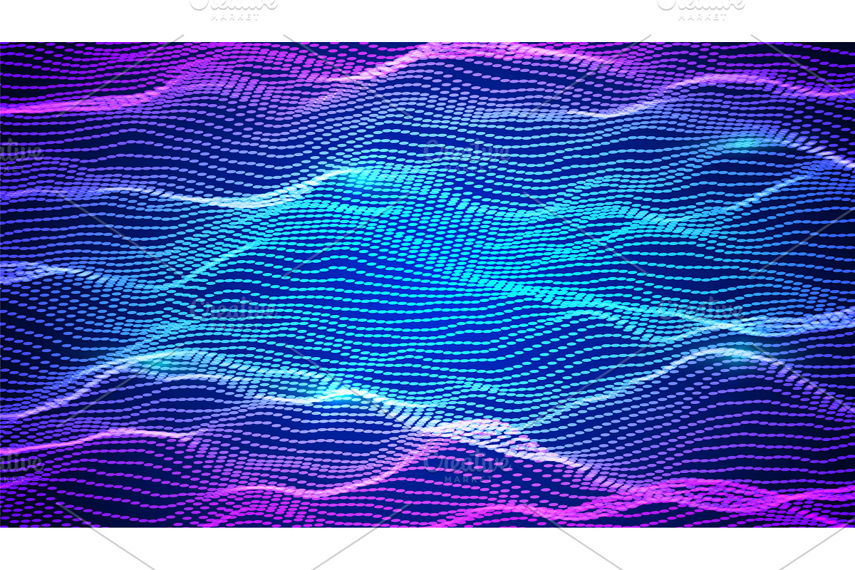 Abstract Wave Pattern With Dot. Blue, an Illustration by Holo Art